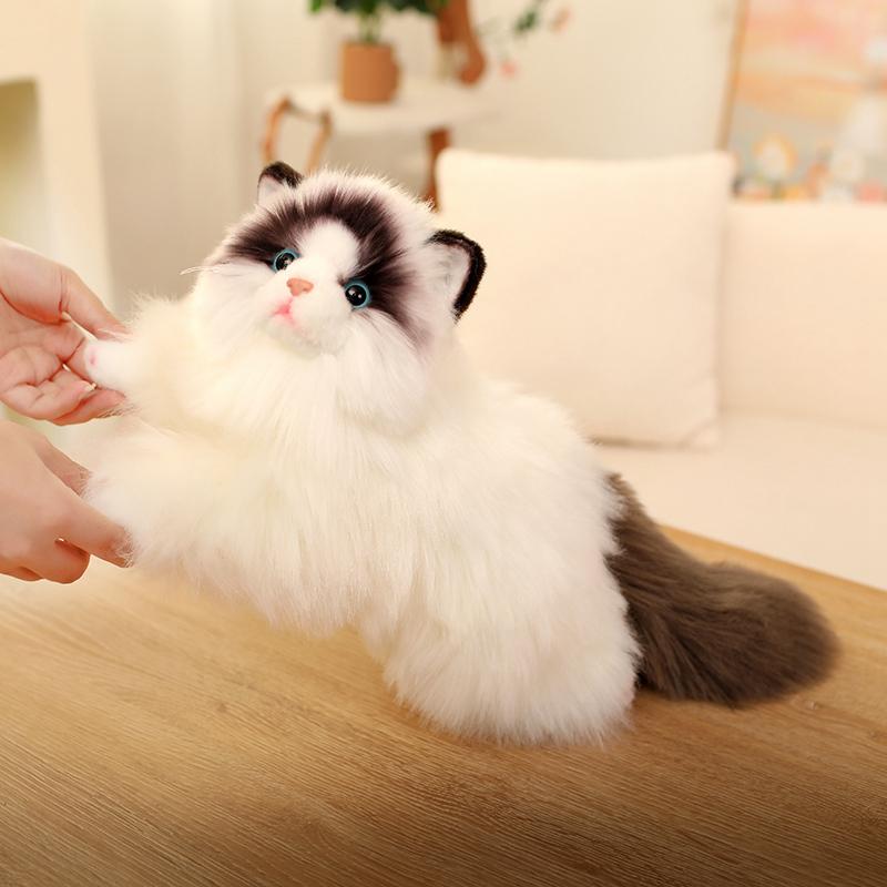 Søt Simulering Plysj Klutdukke Katteleke Myk Tegneserie Kosedyr Fluffy Hjemmedekor Gaver Til Jente