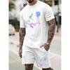 Fashion Men's T Shirt Shorts Set 3D Fun Printed Sportswear Two Piece Summer Oversized Men's Clothing Casual Hip Hop Streetwear