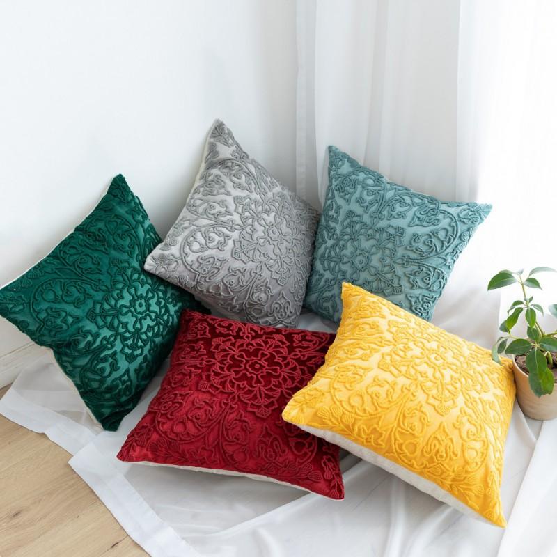 Luxury Cotton Linen Velvet Embroidered 3D Hollow Pillow Cover 45x45cm Sofa Decor Christmas New Home