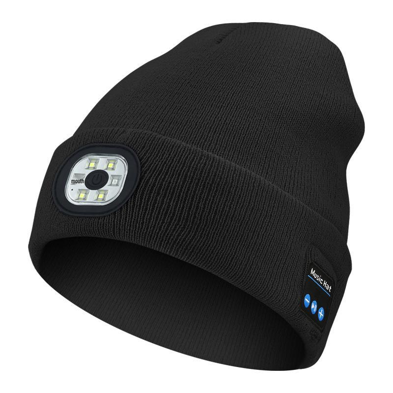 Luminous LED Headlamp Music Hat with Wireless Bluetooth Earphones for Night Running & Fishing
