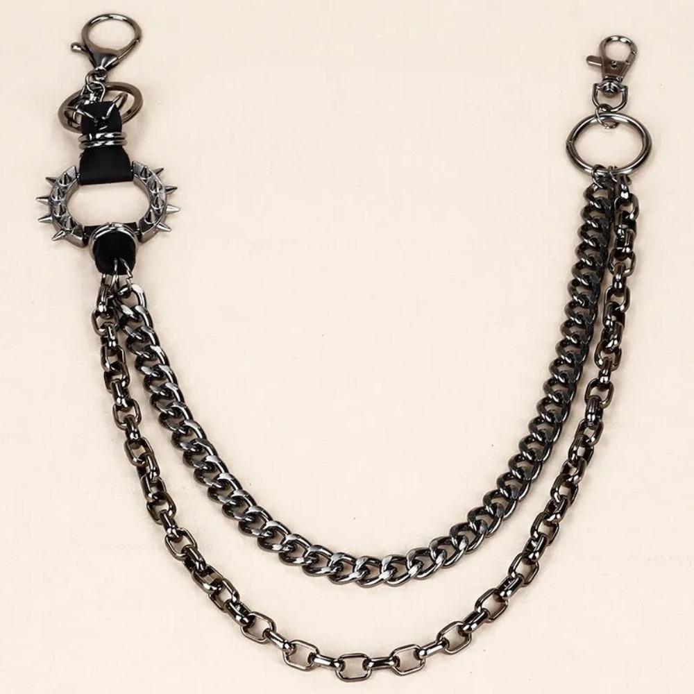 

HipHop Pendant Pant Chain Harajuku Gothic Keychains Layered Waist Chain for Egirl eBoy чорний