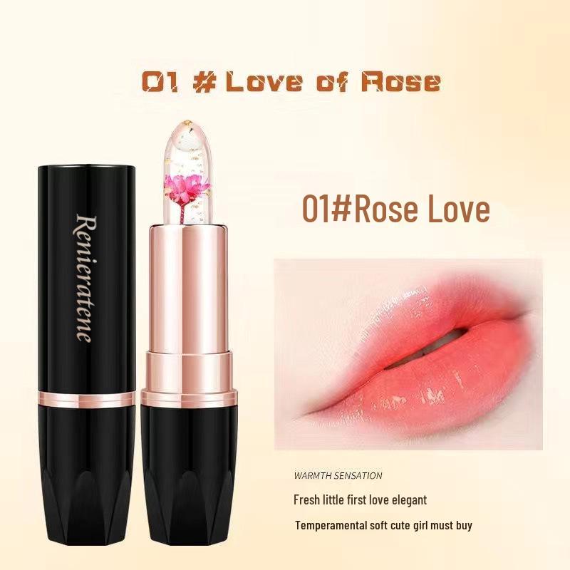 Color-Changing Flower Jelly Lipstick: Moisturizing, Long-Lasting, Non-Sticky, Non-Fading, Temperature-Adaptive Lip Balm, Safe for Pregnant Women.