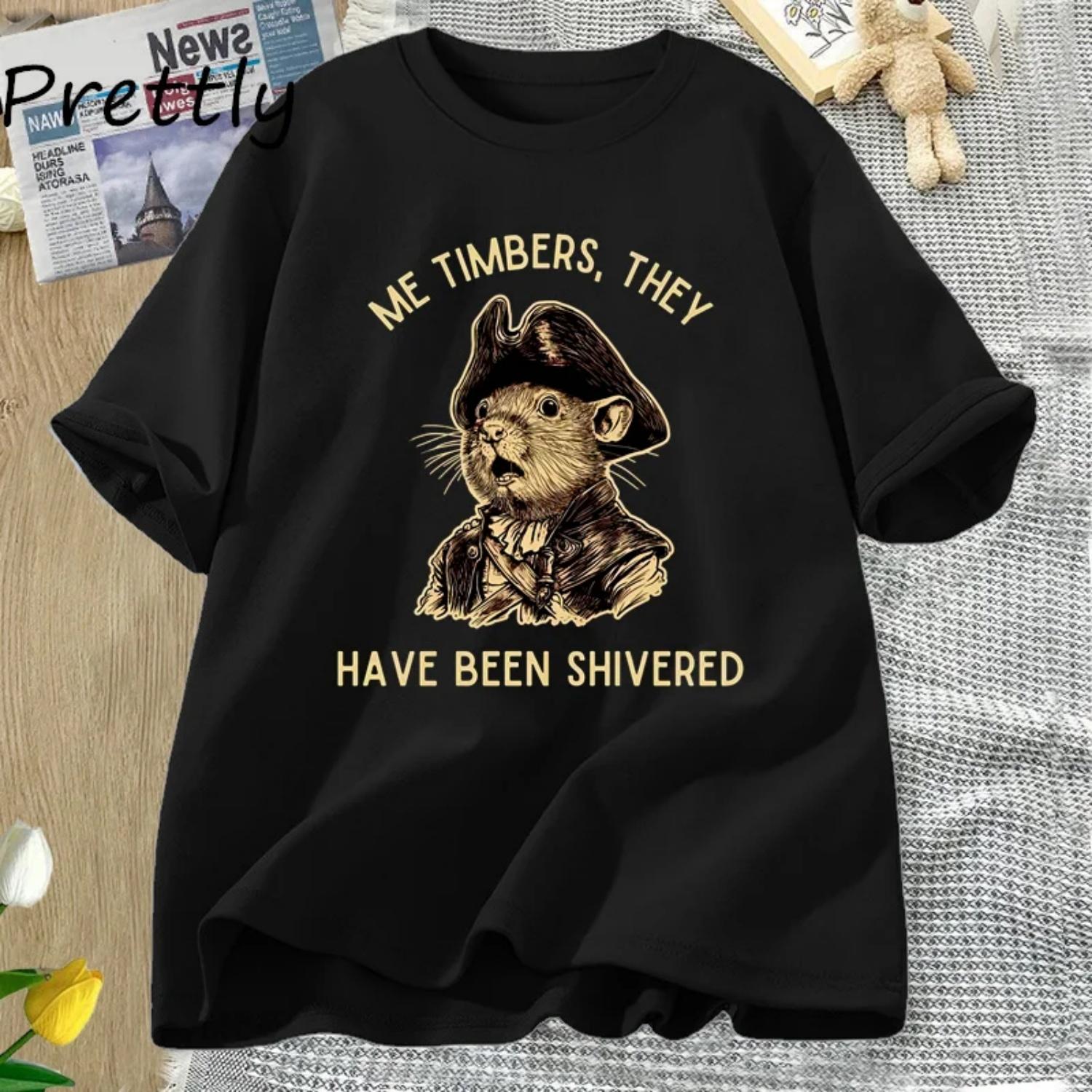 Me Timbers Funny Vintage Cat Printed T-shirt Men Women Fashion Cotton Tee Shirt Round Neck Short Sleeve Tees Loose Streetwear S