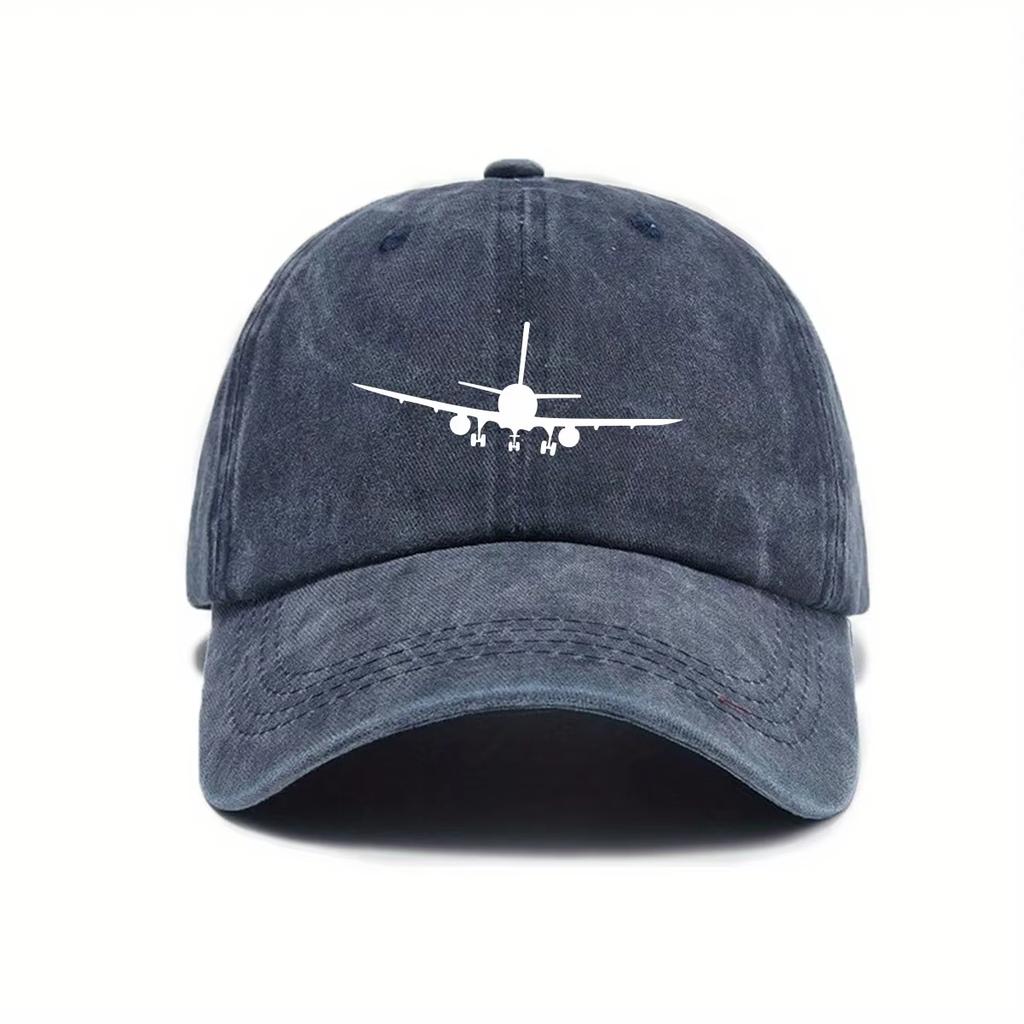 New Airplane Printed Baseball Cap With Simple Design, Daily Fashion, Men'S And Women'S Outdoor Equipment