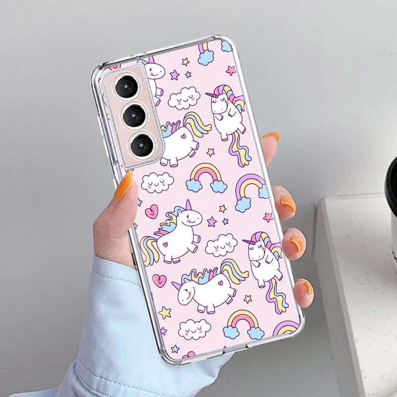 

Милый чехол-накладка с единорогом для Samsung Galaxy S22 S23 S24 S25 Ultra S21 FE S20 Plus S10 + S25Edge Мягкий узор Coque Sam Samsung S25