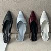 Fashion Luxury Fashion Pointed Toe Women Medium Heels Sandals Shoes Female Slip On Footwear Ladies Heeled Sandals Slides Shoes Pumps