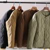 Chaqueta Cortavientos Cálida de Diseño Cuadrícula de Diamantes para Otoño e Invierno para Hombre Chaqueta Sencilla Holgada de Color Sólido
