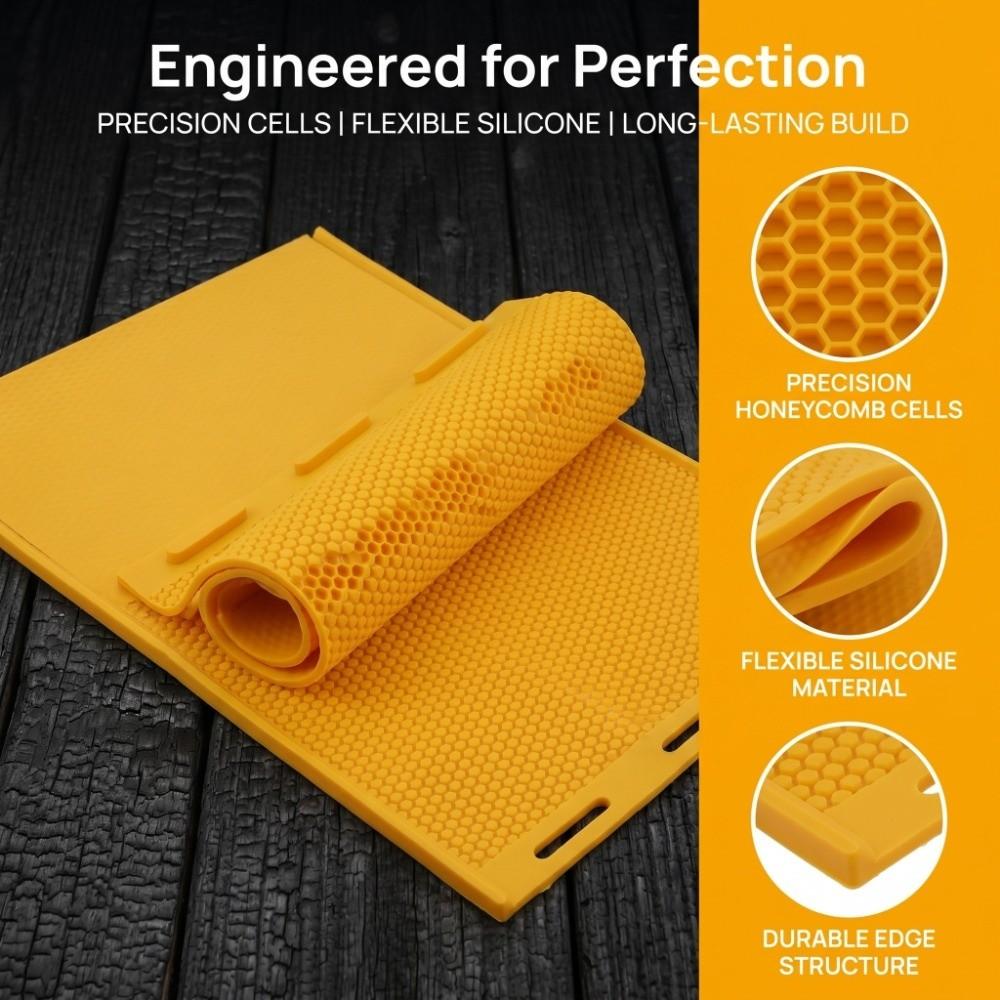 2-Piece Set Flexible Silicone Honeycomb Sheets Mold Reusable Easy Release Beeswax Press Sheet Mold Non-Stick Surface