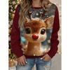Christmas T-Shirts Fun Reindeer 3D Print Women O-Neck Long Sleeve T Shirt Streetwear Pullover Harajuku Tees Female Tops Clothing