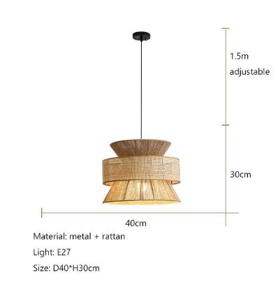 

JOYINLED Vintage Wabi Sabi Chandelier Handmade Hemp Rope Pendant Light 40cm for Restaurant Bar Cafe Dining Room Led Rattan Lamp White Light 6000K