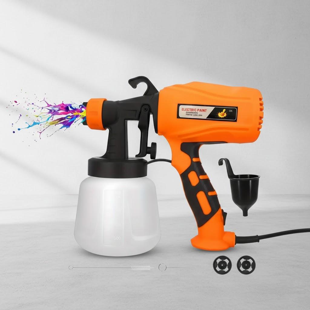 

550W High Power Spray Gun 950ml Detachable Canister 3 Spray Patterns Easy Clean for Home Outdoor Painting EU Plug помаранчевий