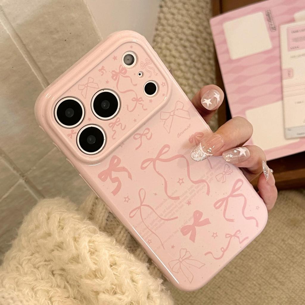 Pink bow phone case suitable for iPhone 16, iPhone 17, and iPhone 17 Pro Max