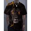 Mode Löwe 3D Gedrucktes Herren T-Shirt Lässiges schnelltrocknendes T-Shirt Tier Muster Oberteil Kurzarm Übergröße Herrenkleidung Streetwear