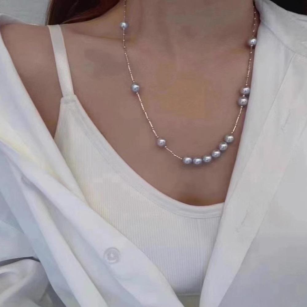 Shijia Pearl Necklace Women's Niche Light Luxury Design High-end Temperament Collarbone Chain Neck Chain Sweater Chain Bead Chain