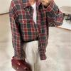 Fashionable Women's Shirts Retro Style Loose Plaid Long Sleeve Versatile Shirt