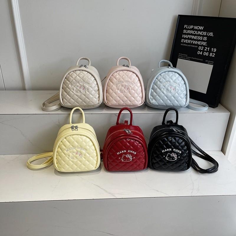 Minimalist Pu Girl Backpack With Hello Kitty And Letter Print Design For Daily Use