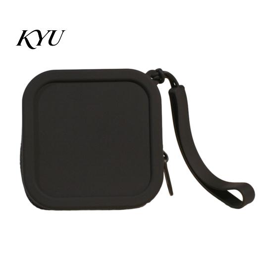 Soft Silicone Key Organizer Coin Pouch with Zipper And Wrist Strap, Square Shockproof Mini Change Holder Storage Bag, Lightweight Compact Purse