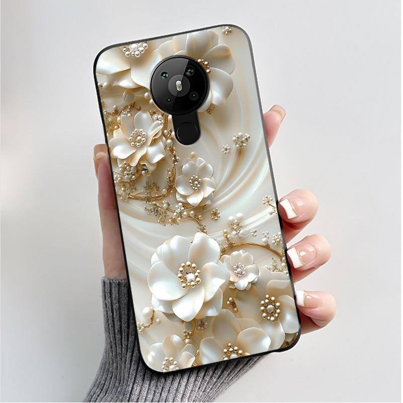 Printing Pattern Case For Nokia 5.3/Nokia 5.4/Nokia 3.4 Coque Soft Silicone Black Shell Cover Cute Flower Cartoon Casing Fundas