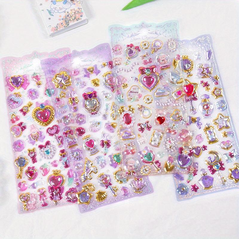 4 Styles Kawaii Delicate 3D Girly Gemstone Gilding Stickers Scrapbooking Diy Journal Stationery Sticker Deco Art Supplies