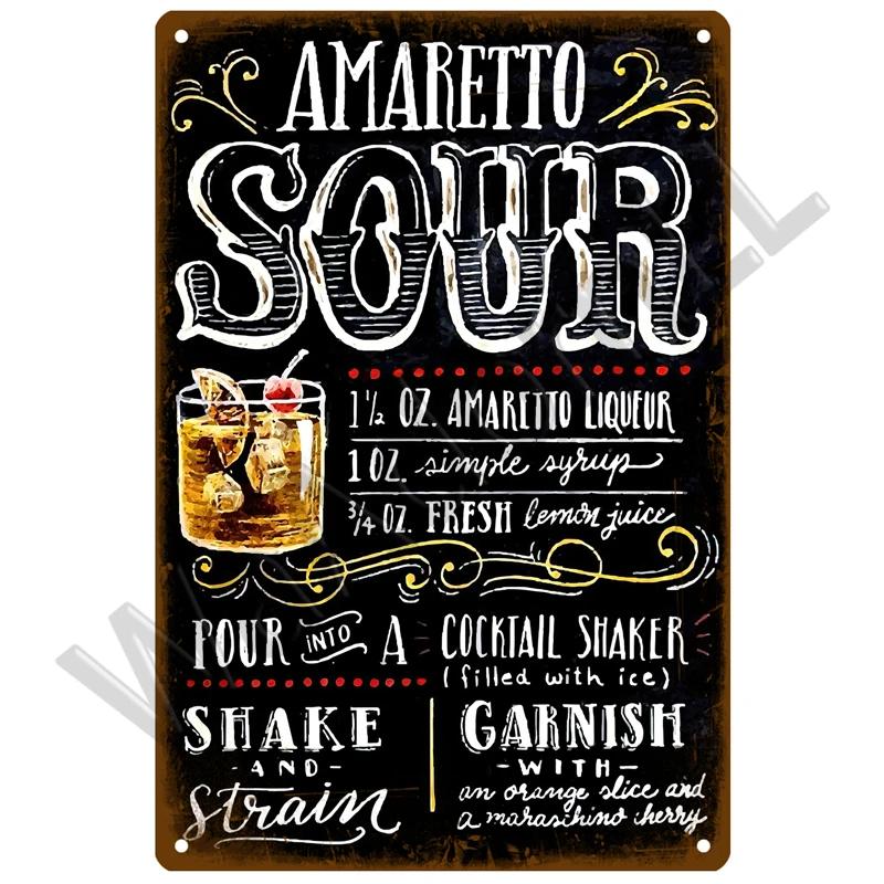 Metal Sign Vintage Tin Sign Cocktail Plate Decorative Poster Plaque Retro Bar Kitchen Home Wall Decor Bar Pub Club Art Man Cave