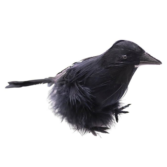 Corbeau à plumes noir grandeur nature fait à la main pour décorations d'Halloween réalistes et statue de jardin (noir)