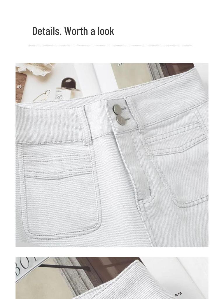 Women's High-Waisted Light Denim Wide-Leg Pants - Slimming, Loose-Fit, Fashionable for Spring & Autumn 2025