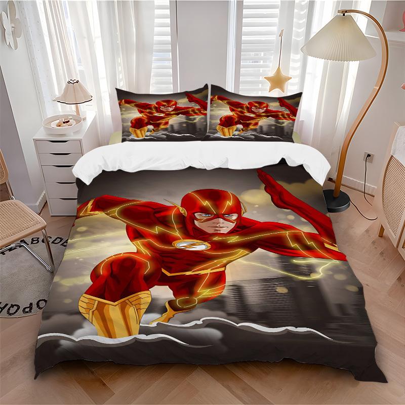 3pcs Flash Superhero Cover Set,Soft Comfortable Duvet Cover,Guest Room (1*Duvet Cover + 2*Pillowcases, Without Core) yy251024165