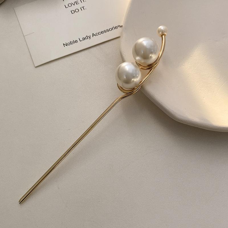 New Hairpin Hair Sticks Minimalist Big Pearl Trendy Punk Metal Hair Accessories Headwear Hairstyle for Women Jewelry H048