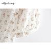 Japanese Mori Girl Summer Women White Sweet Top O Neck Floral Print Casual Loose Blouse Cotton Elegant  Half SleeveLadies' Shirt