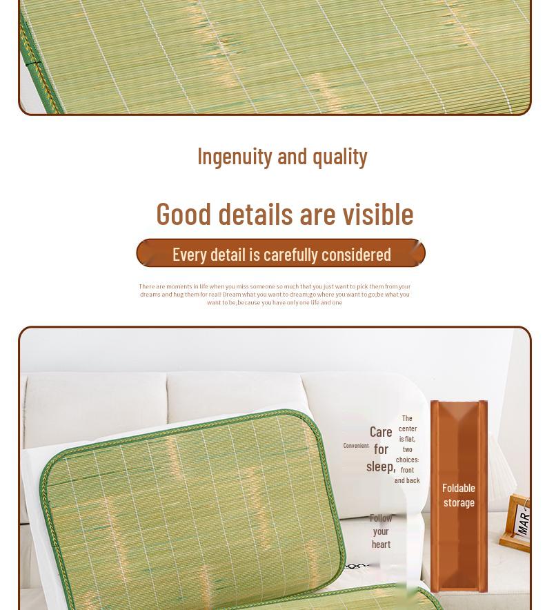 Free Shipping: Summer Bamboo Rattan Pillow Pair - Cool Green Ice Mat with Pillowcase
