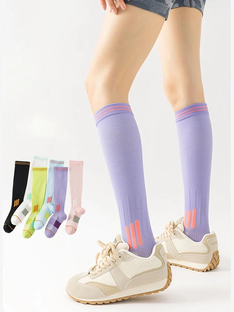 1/6pairs Compression Sport Socks Running Skipping Yoga Socks Trendy Professional Sports Socks Nursing Athletic Soccer Stocking
