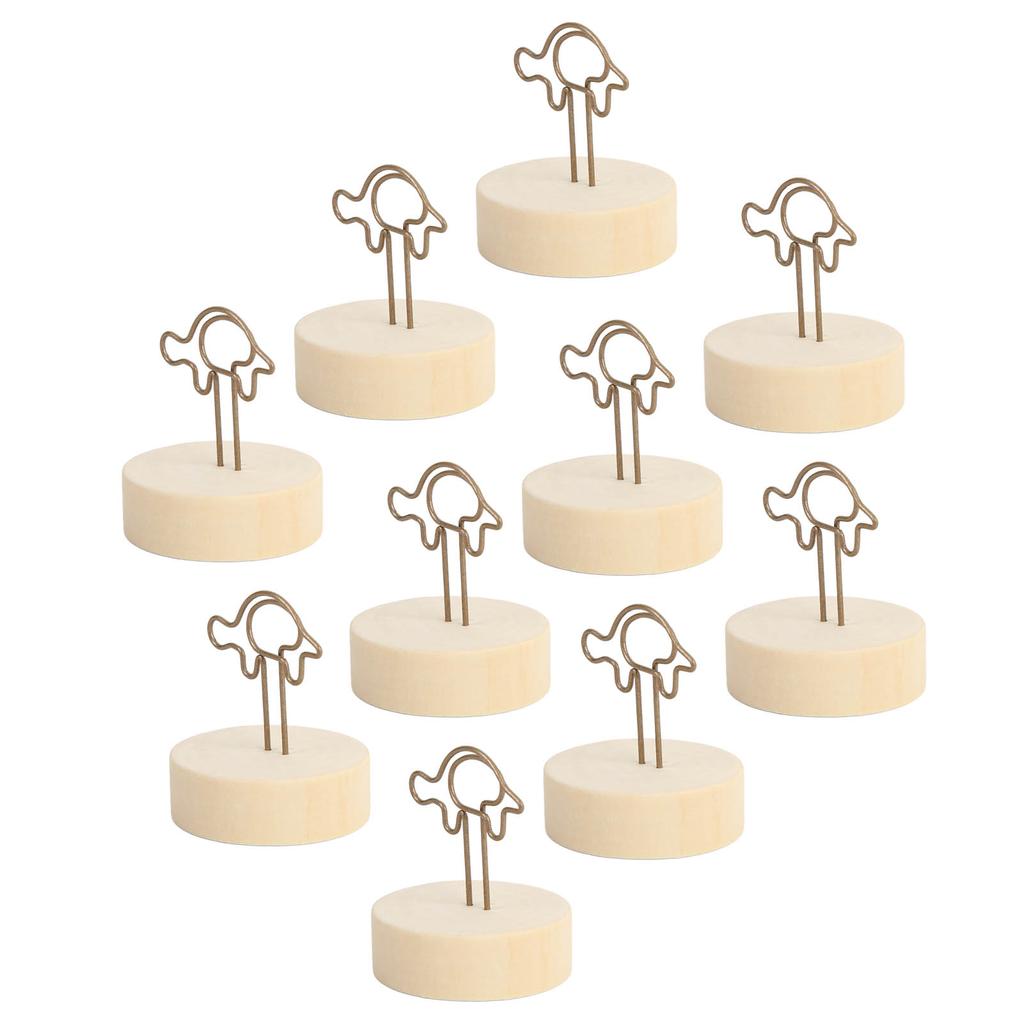 10PCS Table Number Holder Turtle Shape Vertical Type Place Card Holder Simple Cute with Log Base Nam