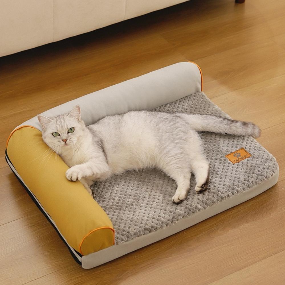 Soft Warm Dog Bed with Bolster Pet Bed Removable Washable Four Season Plush Cushion Comfortable Cats Dogs Cushion Pets Supplies