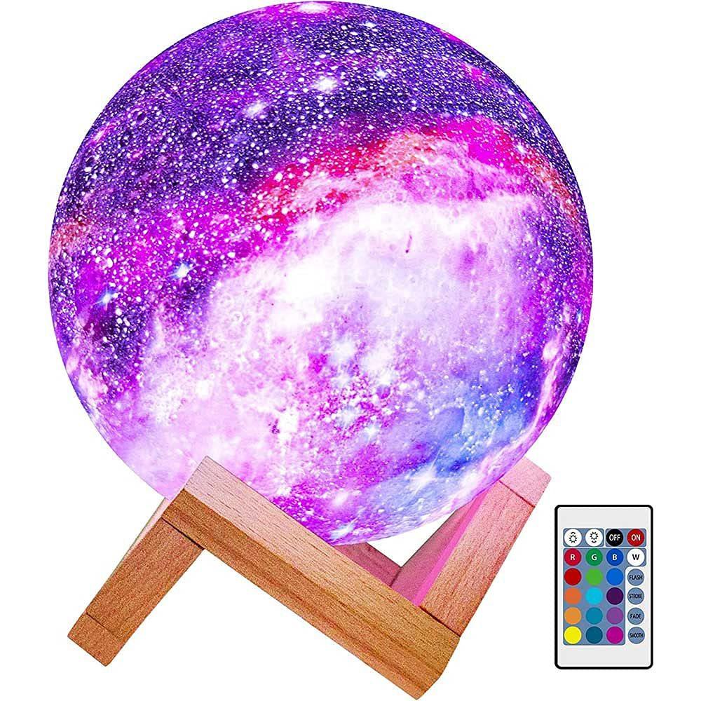 Moon Night Light, 16-Color Galaxy Lamp with Timer/Dimmer, 4.8 Inches