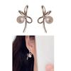 Elegant Butterfly Knot Earring Stylish Asymmetric Pearl Ear Piercing Ear Pendant Jewelry Ear Buckle Jewelry Accessories