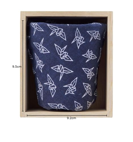 Tajima Glass Edo Glass Mt. Fuji Rocks Glass In Wooden Box (Moon and Snowflake Design)