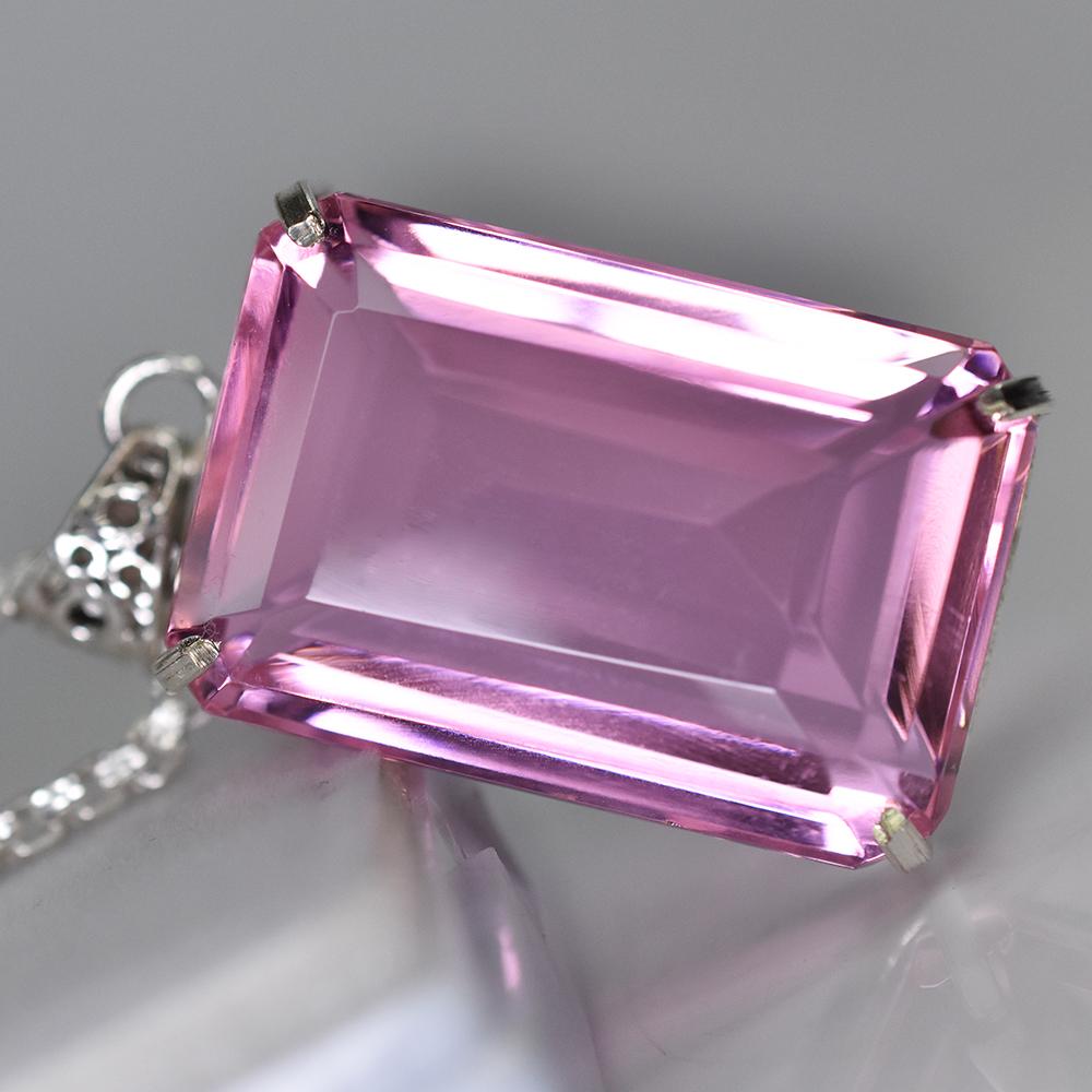 

A++ Certified Emerald Cut 132 Ct Lab Created Pink Sapphire Pendant Gemstone MY.PD-81-NS 48.6 mm approx рожевий
