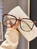BMW Square frame leopard print flat glasses for women new arrival anti-blue light glasses frame metal temples show face small decorative glasses