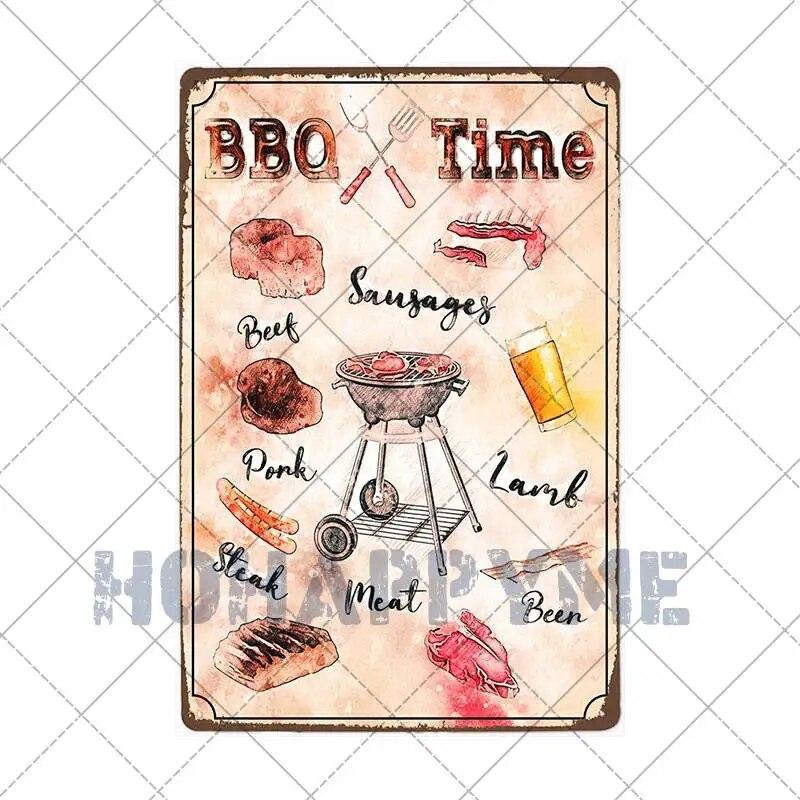 Panneaux de Barbecue nourriture Hot Dog BBQ, Plaque métallique rétro, café, Bar, Pub, affiches décoratives murales, Plaque de décoration pour la maison, 20x30cm