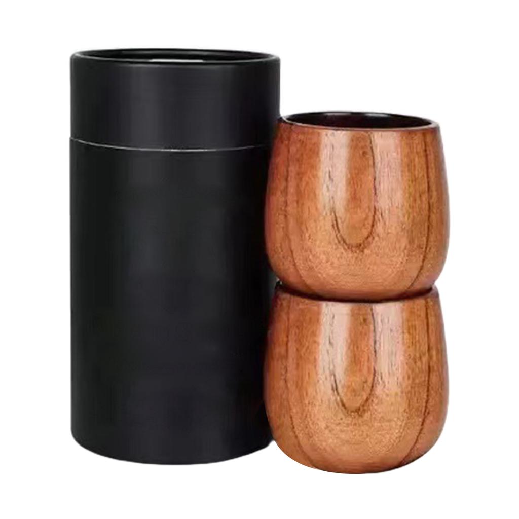 Karbonisierte Jujubeholzbecher, Bauchige Becher, Kleine Weinkelche, Holzbecher für den Alltag, Restaurant-Teetassen.