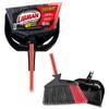 High Power 13.75in Steel Handle Broom with Dustpan Angled Head Fibers Multi Surface Cleaning Indoor Outdoor Heavy Duty Dust Pan