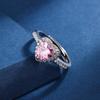 Dingrui Pink Love Platinum-Plated Zircon Ring - European/American Inspired Full Diamond Design