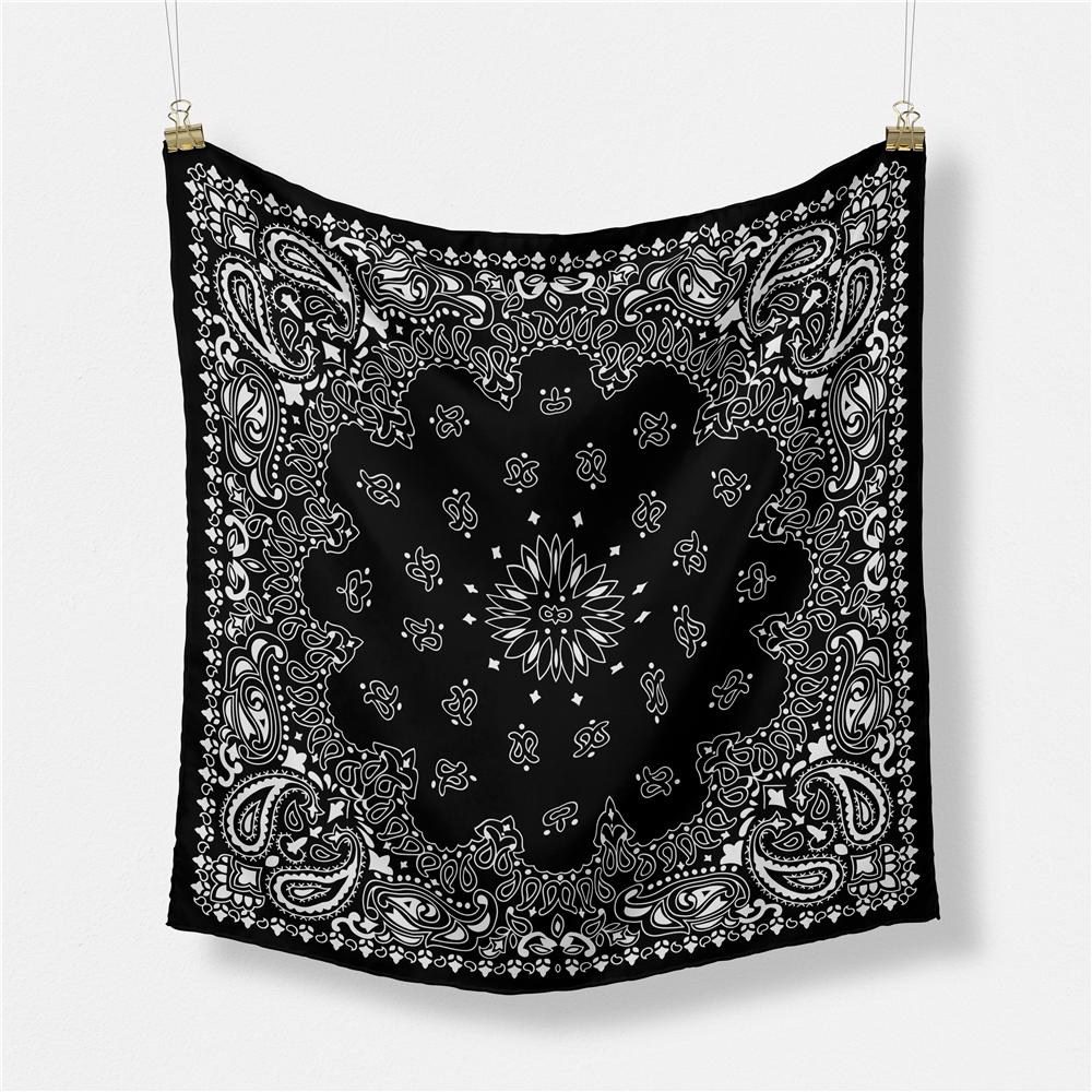 Twill Silk Scarf Woman Cashew Painting Square Scarves Wraps Bandana Small Hijab Silk Foulards Tie Headband Neckerchief 53CM
