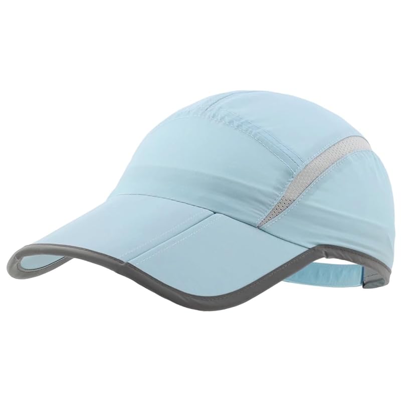 

[Connectyle] Folding mesh running cap sports with reflective trim Good breathability runner light blue