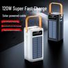 Large-Capacity 120W Solar Power Bank with 100,000mAh and Built-in Fast Charging Cable for Outdoor Use