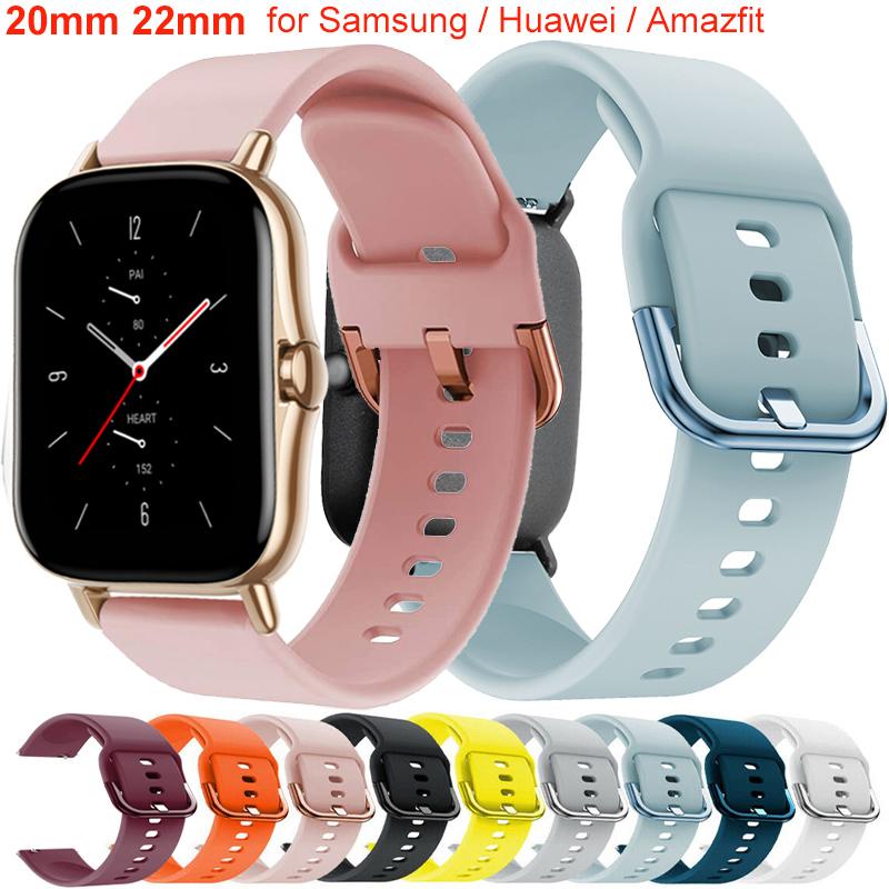 20mm/22mm Silicone band For Amazfit GTS/2/2e/4/3/GTS2 Mini/GTR 4/47mm/GTR2/2e/stratos 2 Watch Bracelet Amazfit bip 6 5 3 straps