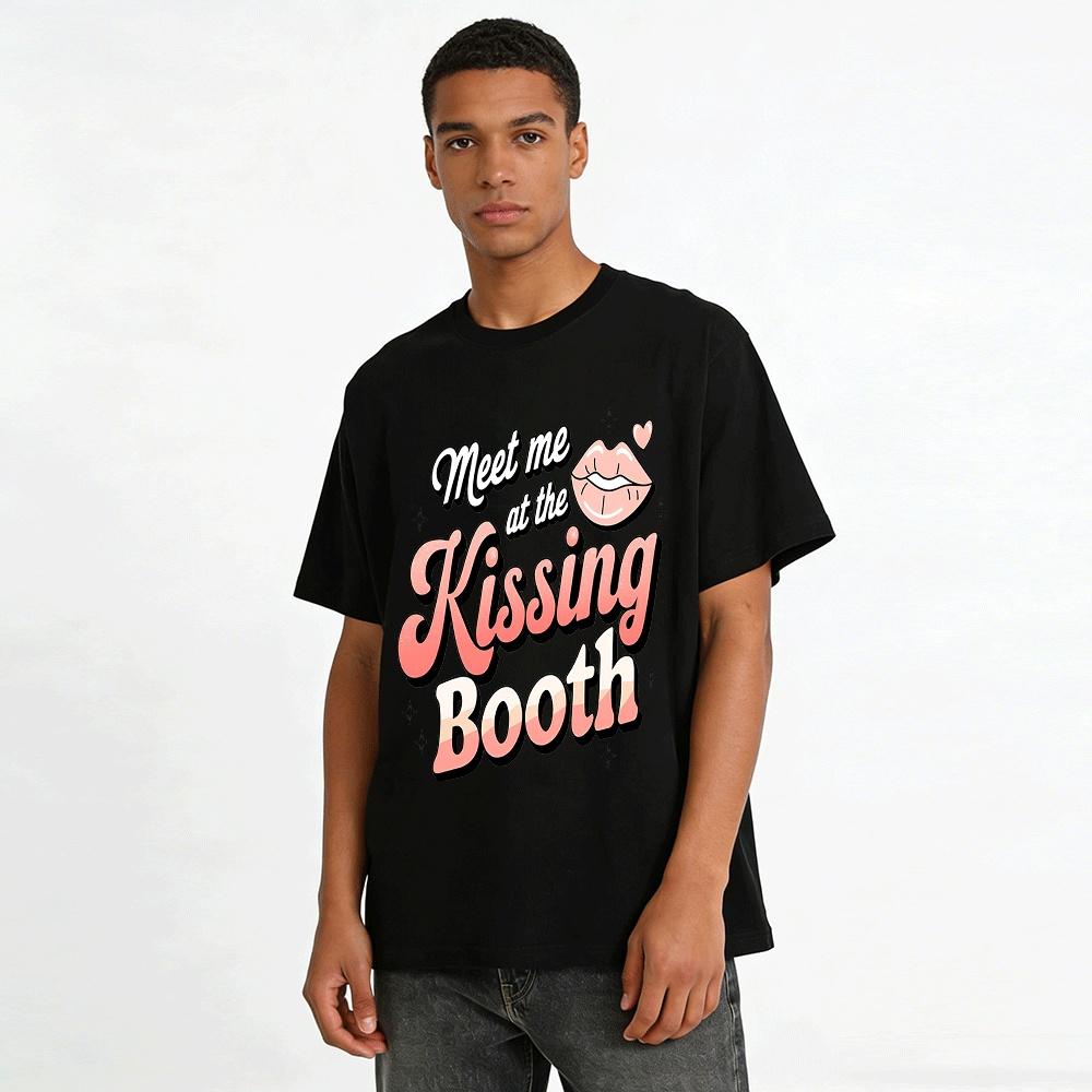 Meet Me At The Kissing Booth Retro Graphic Casual Top Pure cotton T-shirt