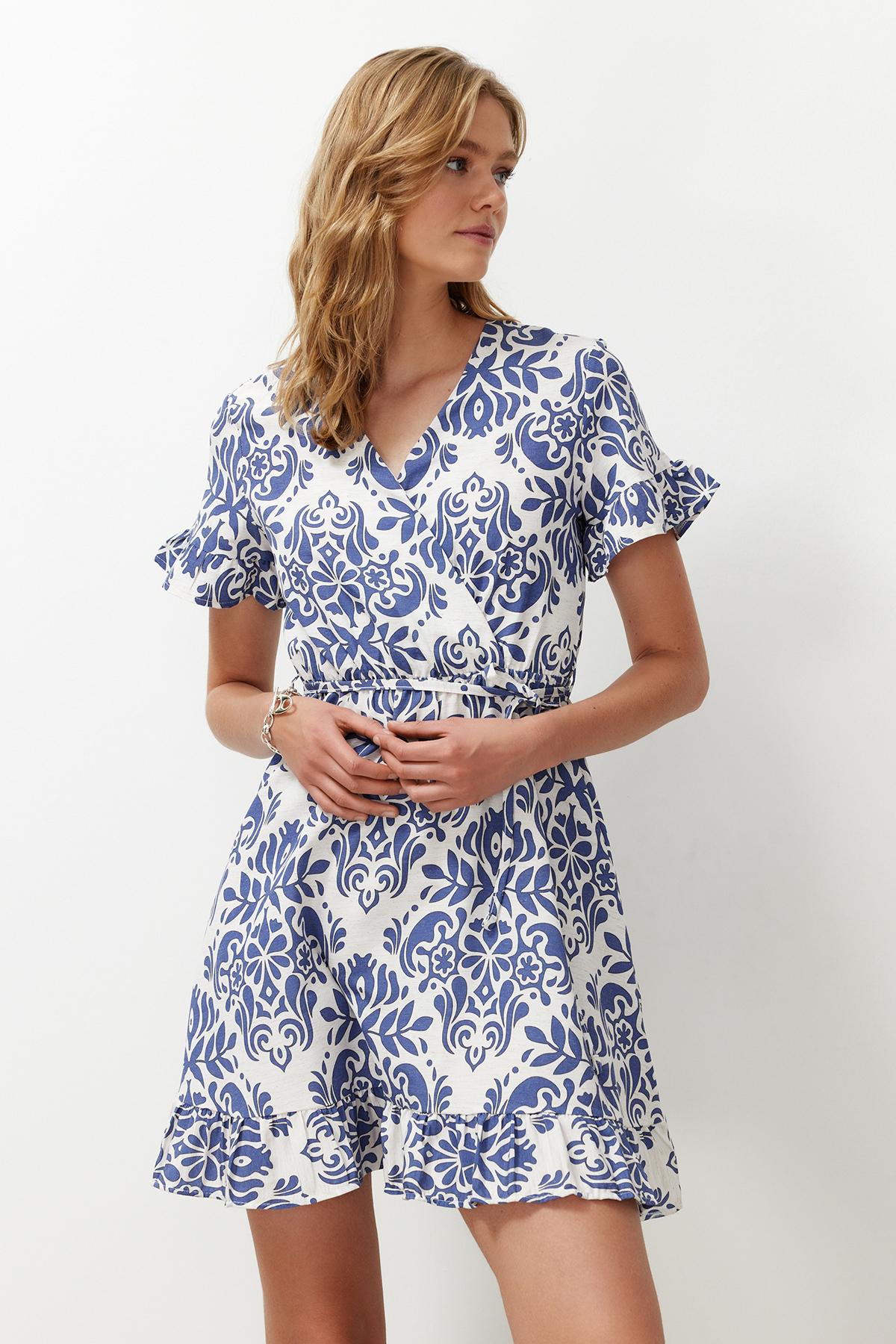 

Women s Dress New Season Fashion Ecru Ethnic Patterned Mini Woven Dress with Skirt Opened at the Waist XS urobilin кольору