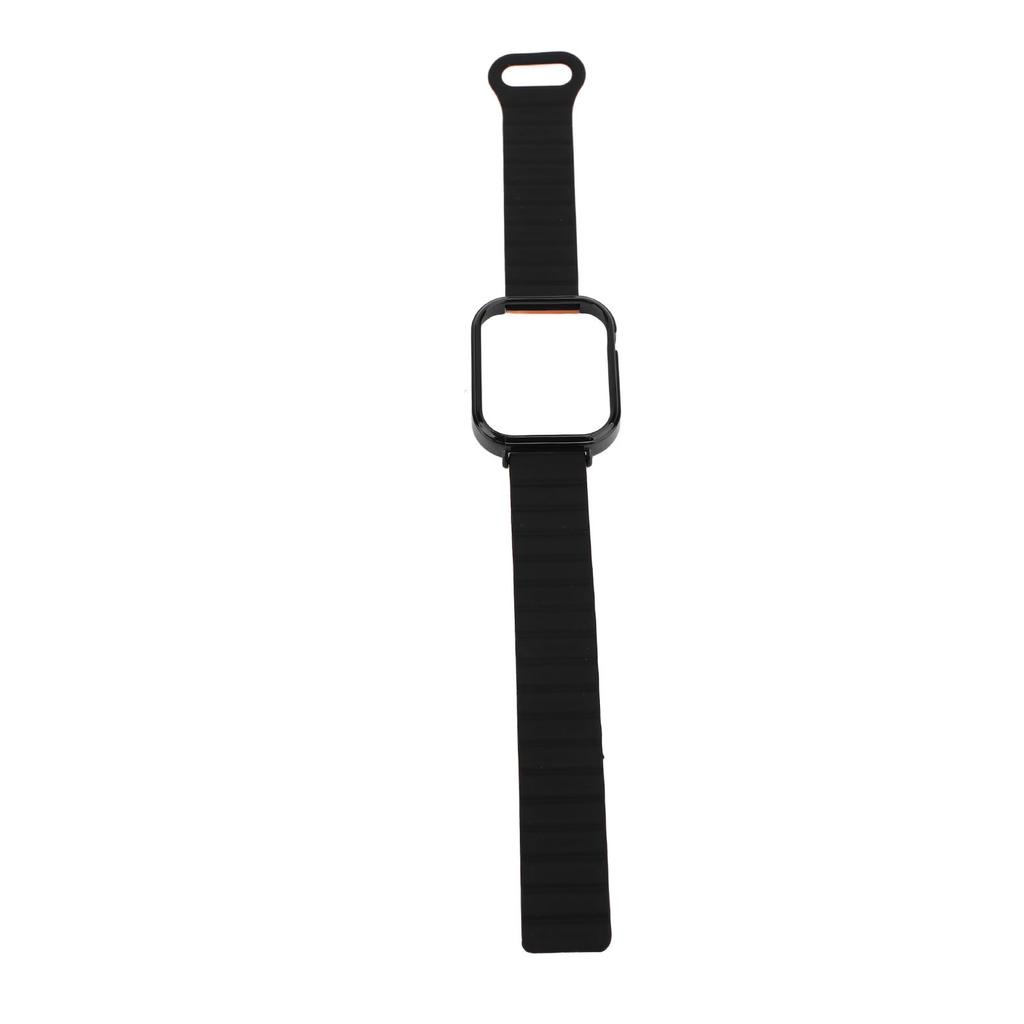 Silicone Loop Magnetic Watch Band with Black Case Replacement Watch Strap Quick Release Smartwatch