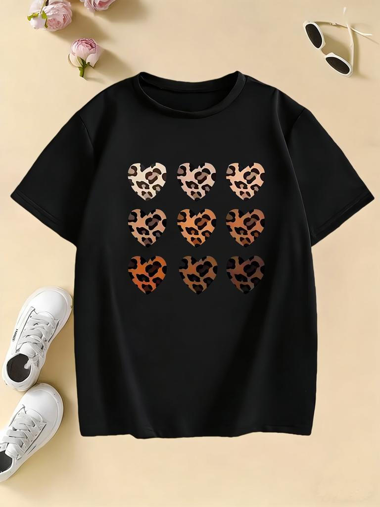 Y2k Love Heart Fashion T Shirts Graphic Short Sleeve Oneck Kids Childrens Tshirt Girls Summer Spring Casual Top Tee Shirt
